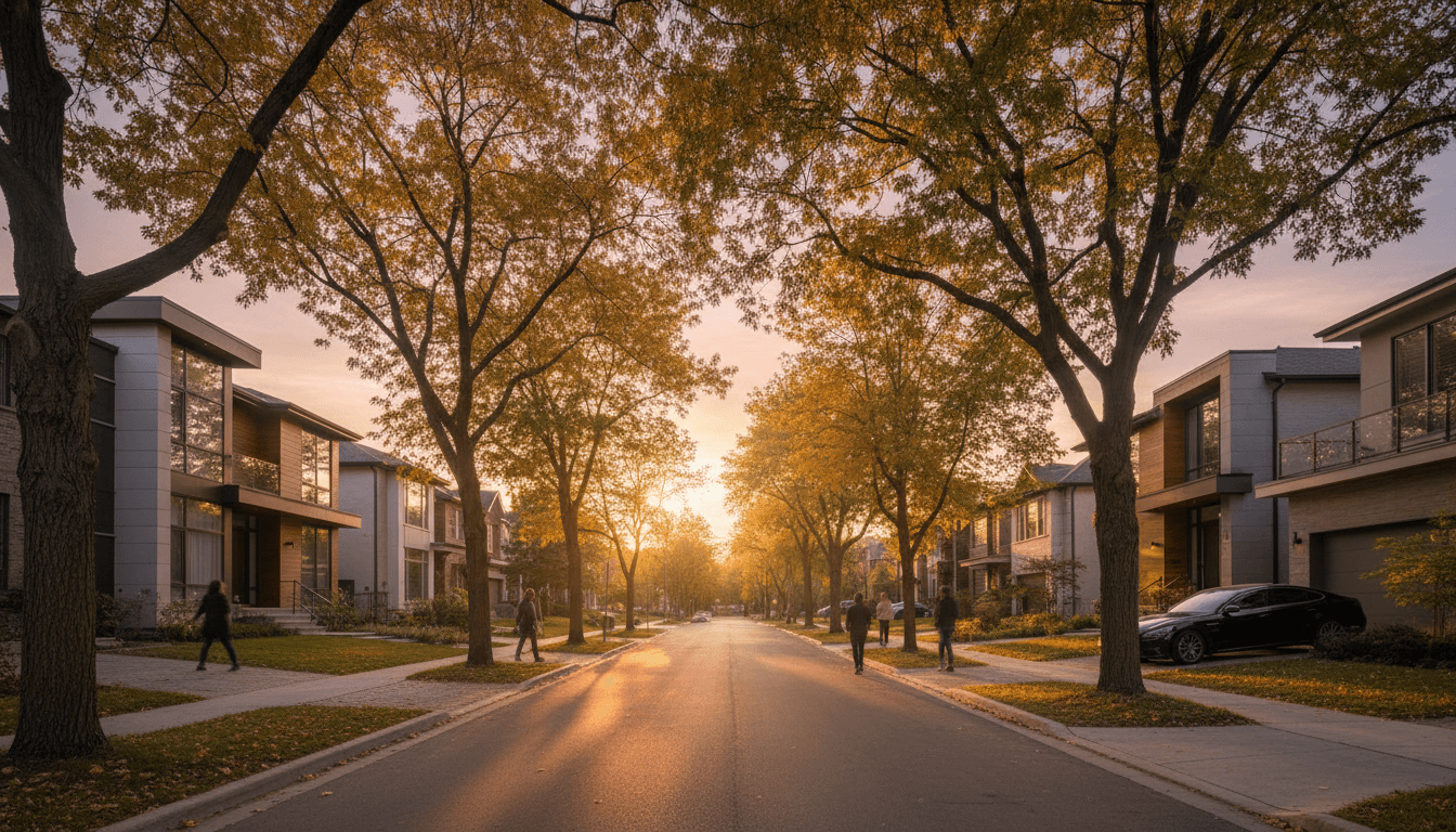 Beautiful Toronto neighborhood with residential homes and tree-lined streets